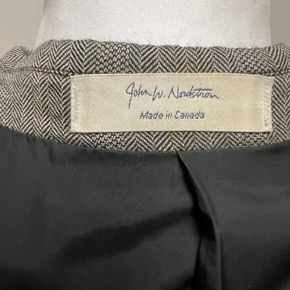 Loro Piana John W Nordstrom 100% Cashmere Gray Herringbone Blazer Jacket 42L 42